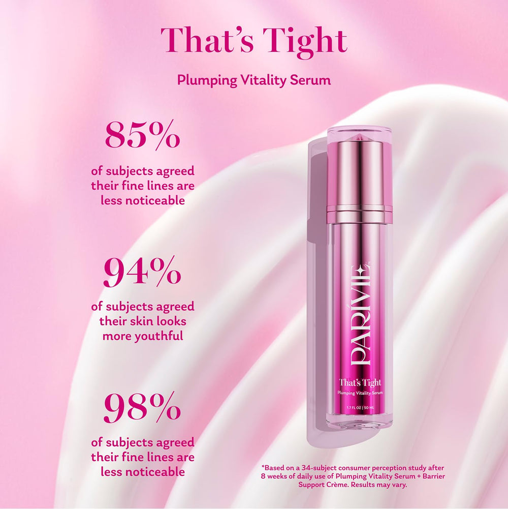 Parívie That’s Tight serum vanity shot conveys premium routine skincare