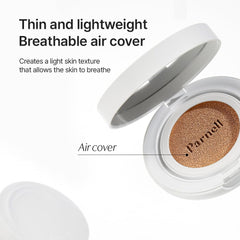 Parnell Cicamanu Serum Cushion application swipe showcases light, buildable coverage.