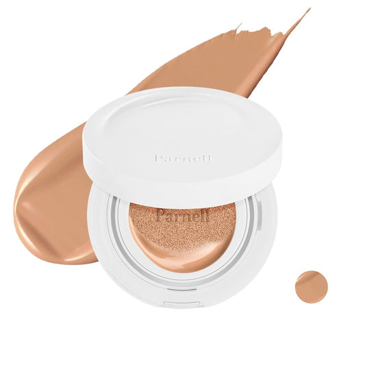 Parnell Cicamanu Serum Cushion bottle closeup shows radiant breathable finish