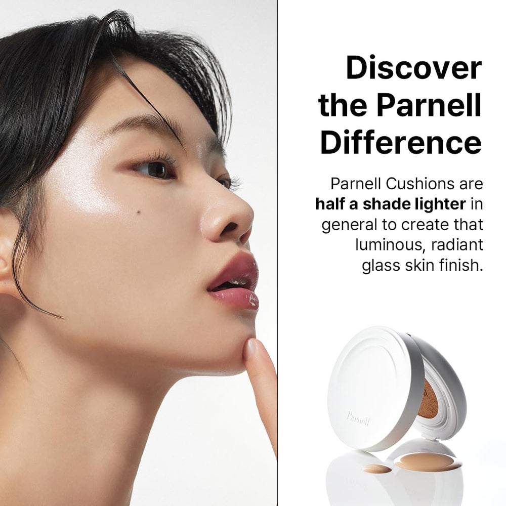 Parnell Cicamanu Serum Cushion applied on cheek yields a dewy glow