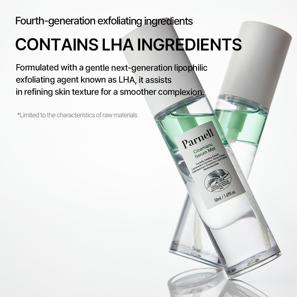 Parnell Cicamanu Serum Mist being sprayed for a quick facial refresh.