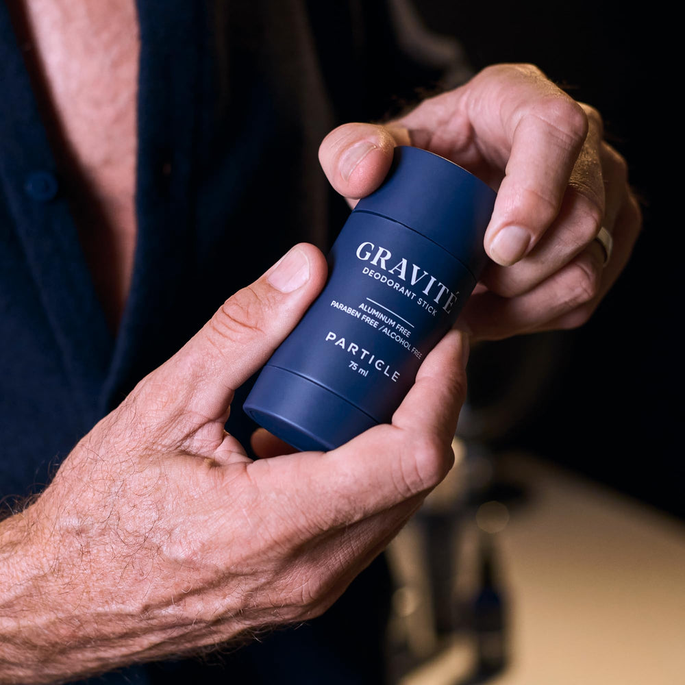 Particle Gravite Deodorant morning routine scene for daily freshness.