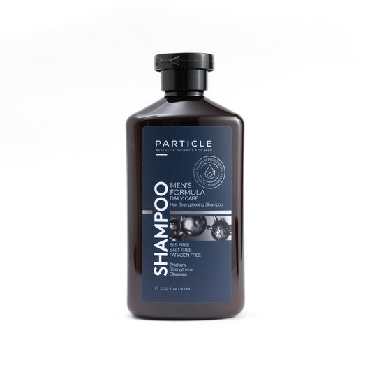 Particle Hair Thickening Shampoo bottle front showing product design for daily grooming