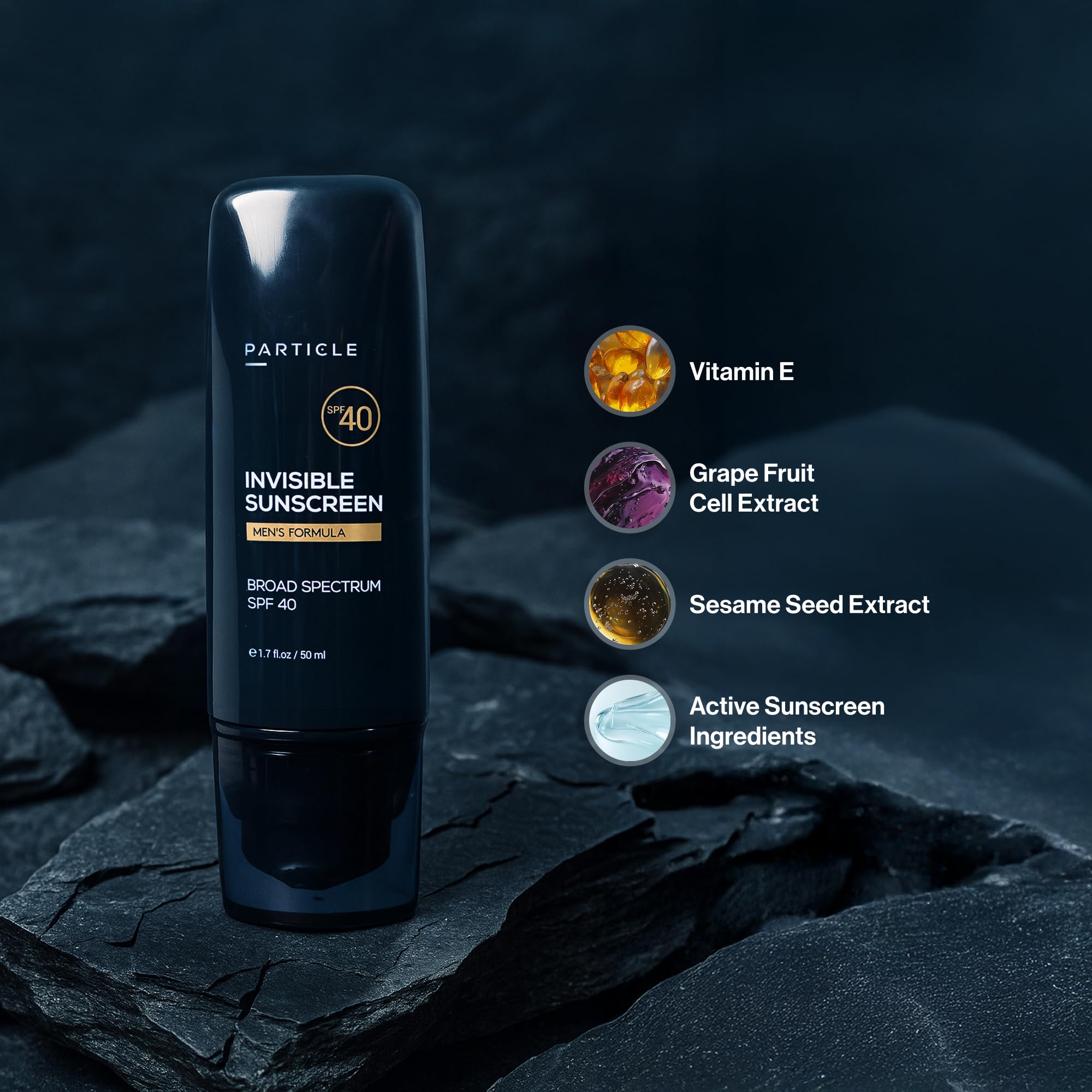 Particle Invisible Sunscreen beard-friendly texture for comfortable grooming.