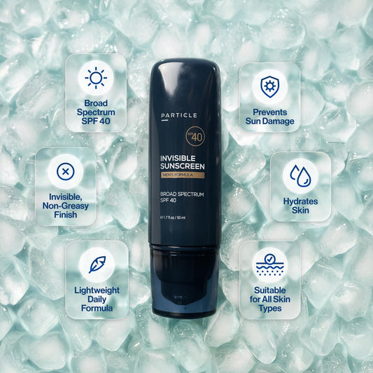 Particle Invisible Sunscreen offers a lightweight feel for everyday wear.