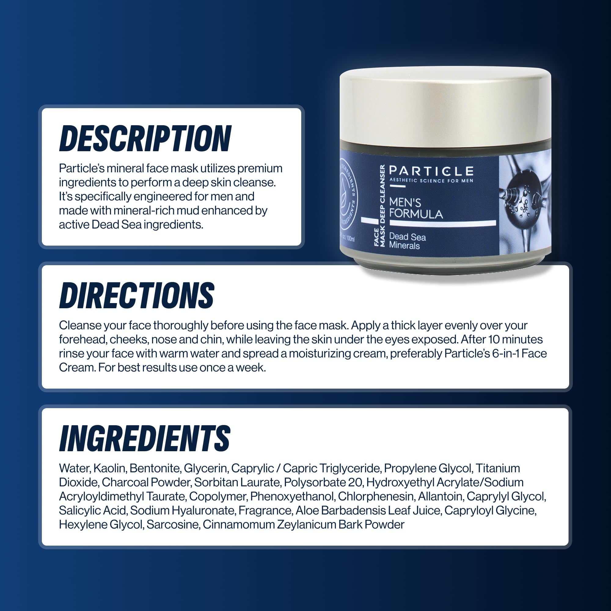 Particle Mineral Face Mask collection-promo highlights complete men’s care routine
