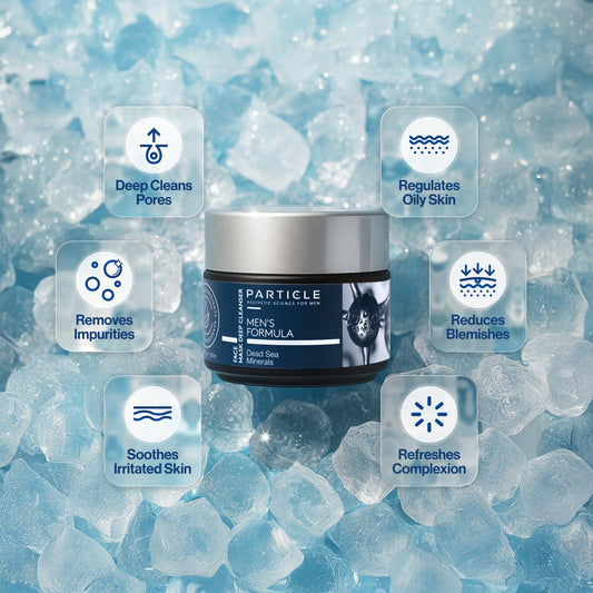 Particle Mineral Face Mask texture closeup highlighting charcoal and mineral purification
