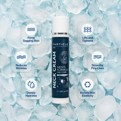Particle Neck Cream texture on skin showcases smooth glide and non-greasy finish.