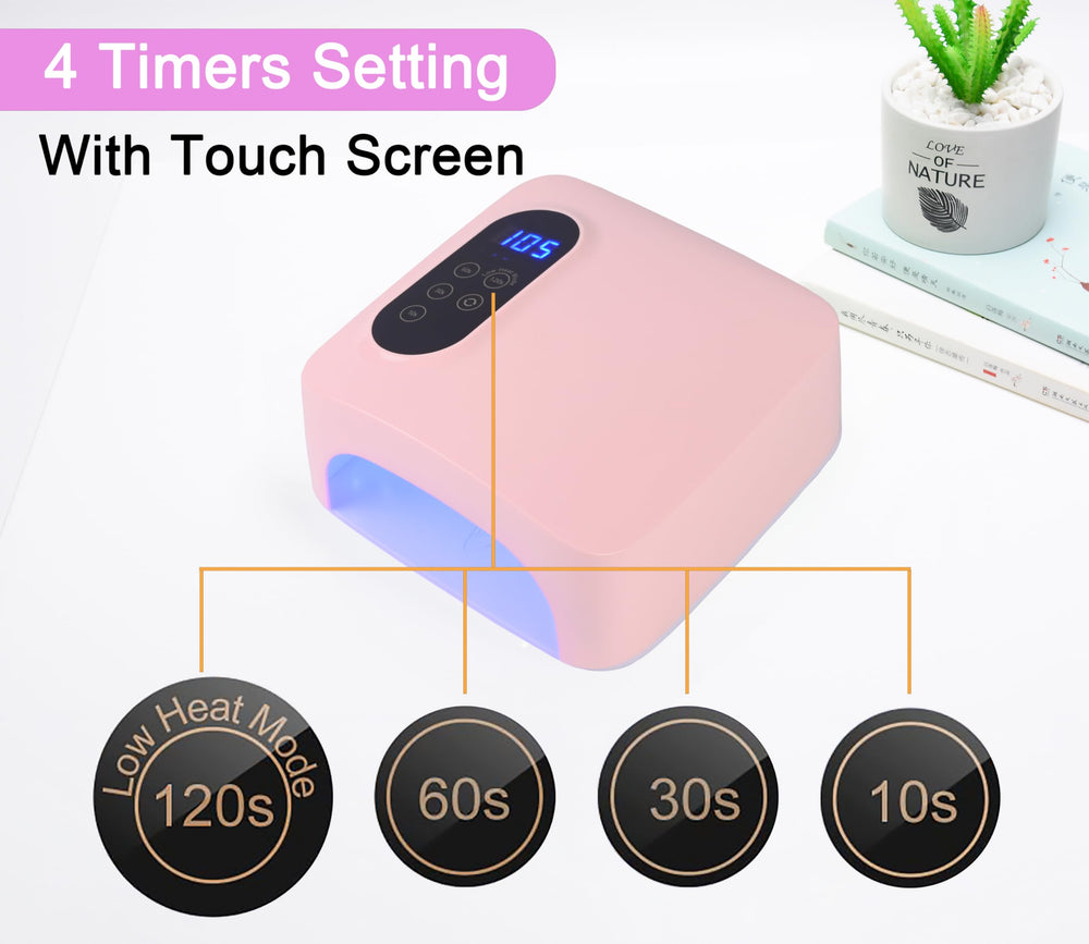 PASSHA 72W cordless LED nail lamp with LCD display, battery and timer visibility