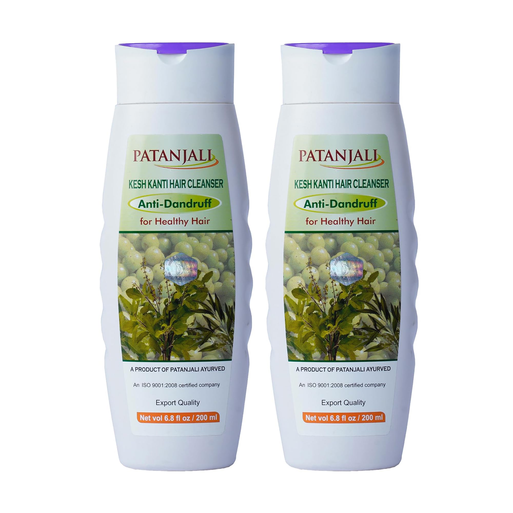 Patanjali Kesh Kanti anti-dandruff shampoo bottle front highlighting gentle scalp cleansing