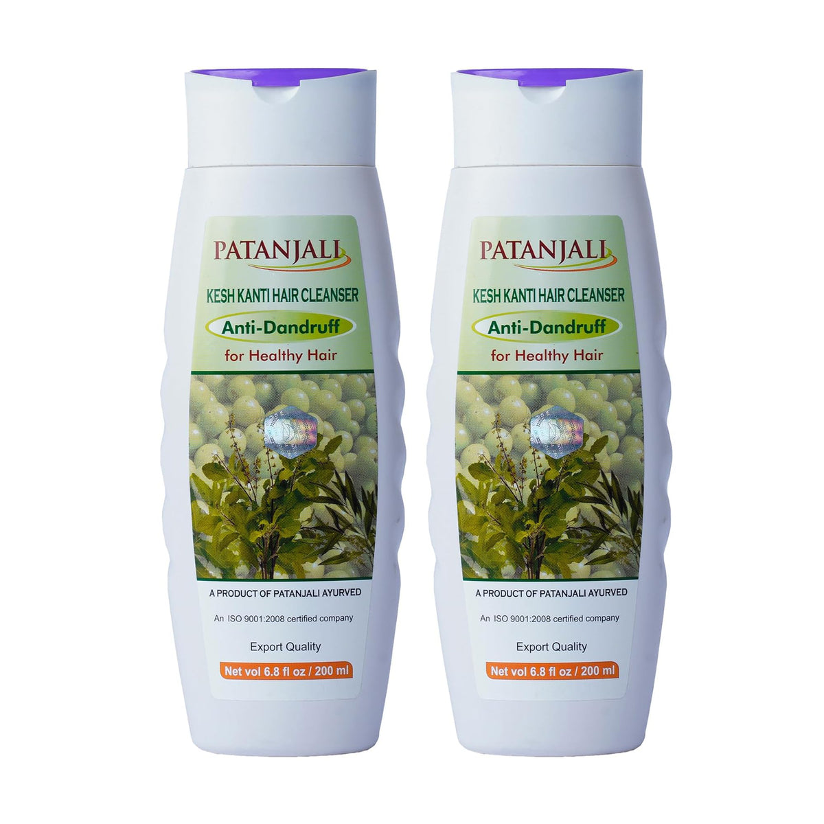 Patanjali Kesh Kanti anti-dandruff shampoo bottle front highlighting gentle scalp cleansing