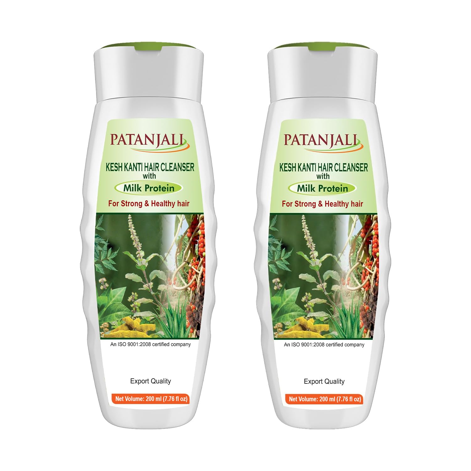 Patanjali Kesh Kanti Milk Protein Shampoo bottle top view for daily nourishment.