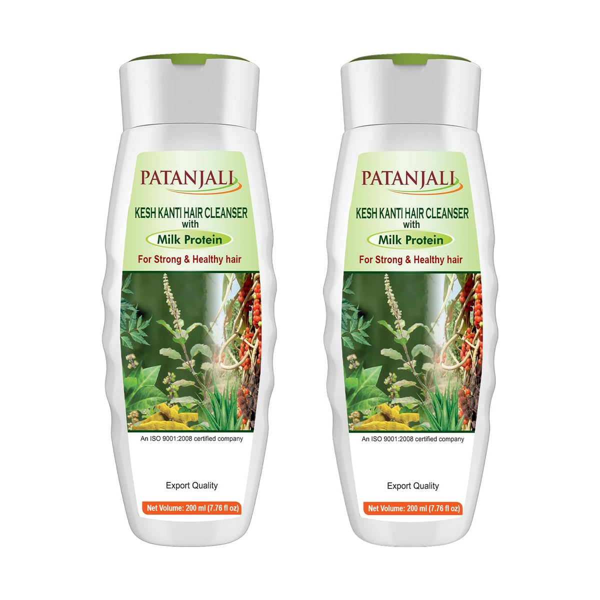 Patanjali Kesh Kanti Milk Protein Shampoo bottle top view for daily nourishment.
