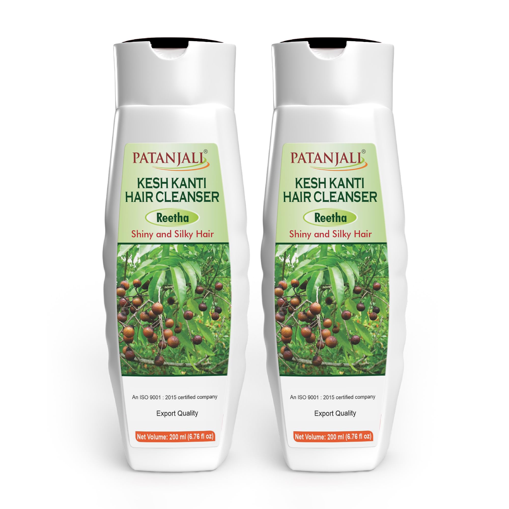 Patanjali Kesh Kanti Reetha shampoo bottle front view, gentle daily cleanse for dry hair