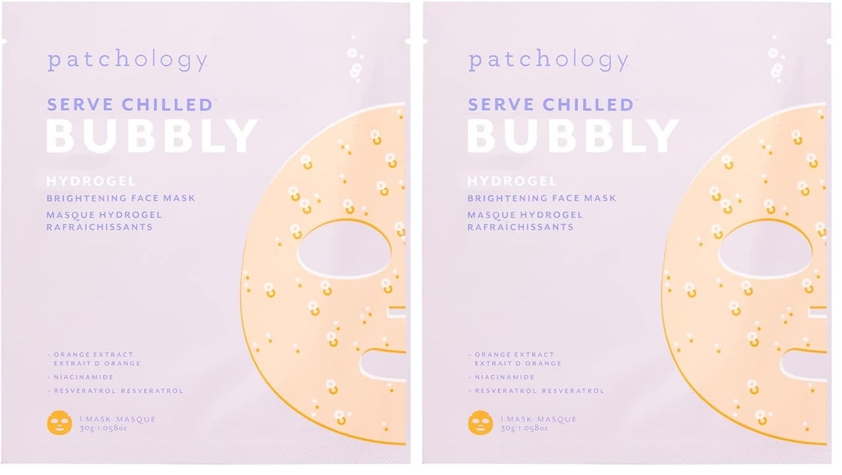 Patchology Brightening Gel Mask hydrogel pack for quick at-home spa glow.