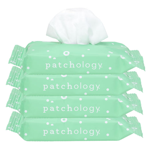 Patchology Clean AF wipes pack front shows travel-friendly packaging for quick refresh.