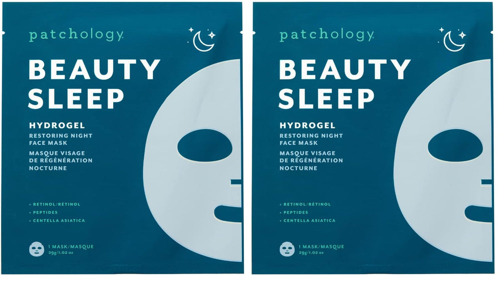 Patchology hydrogel mask retinol peptides application — smoothing and hydrating effects.