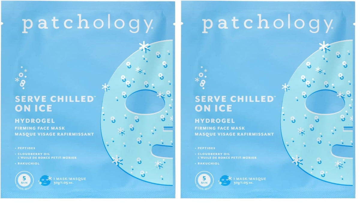 Patchology iced cooling hydrogel mask pack two, showcasing refreshing, firming care