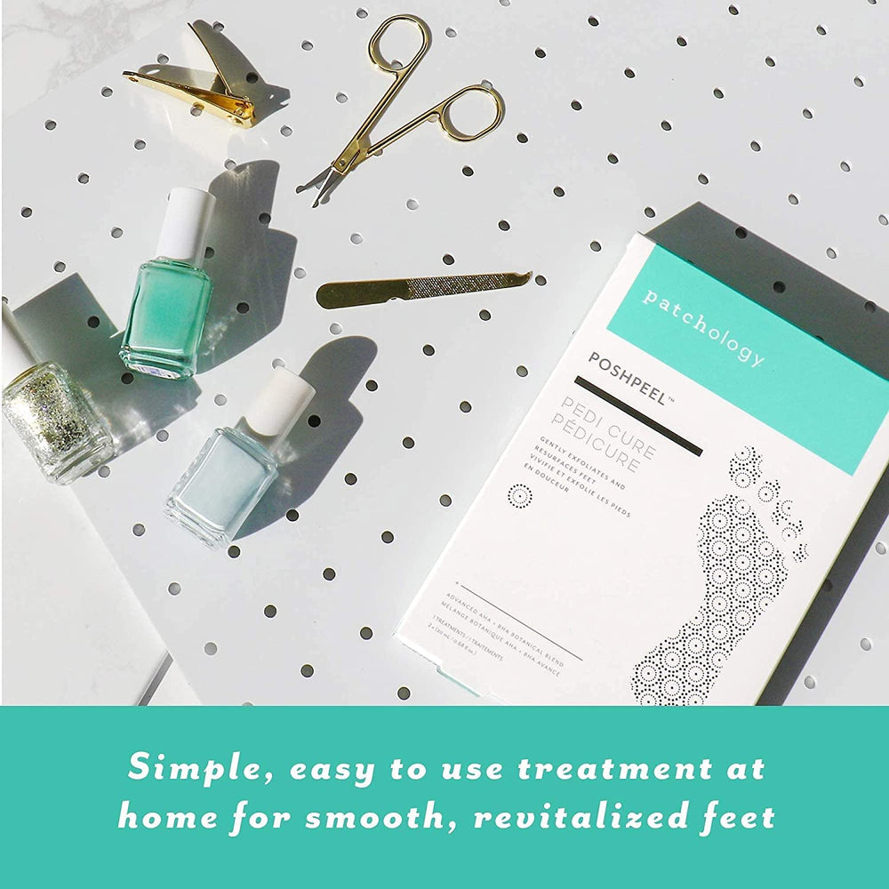 Progress showing smoother feet after Patchology PoshPeel treatment