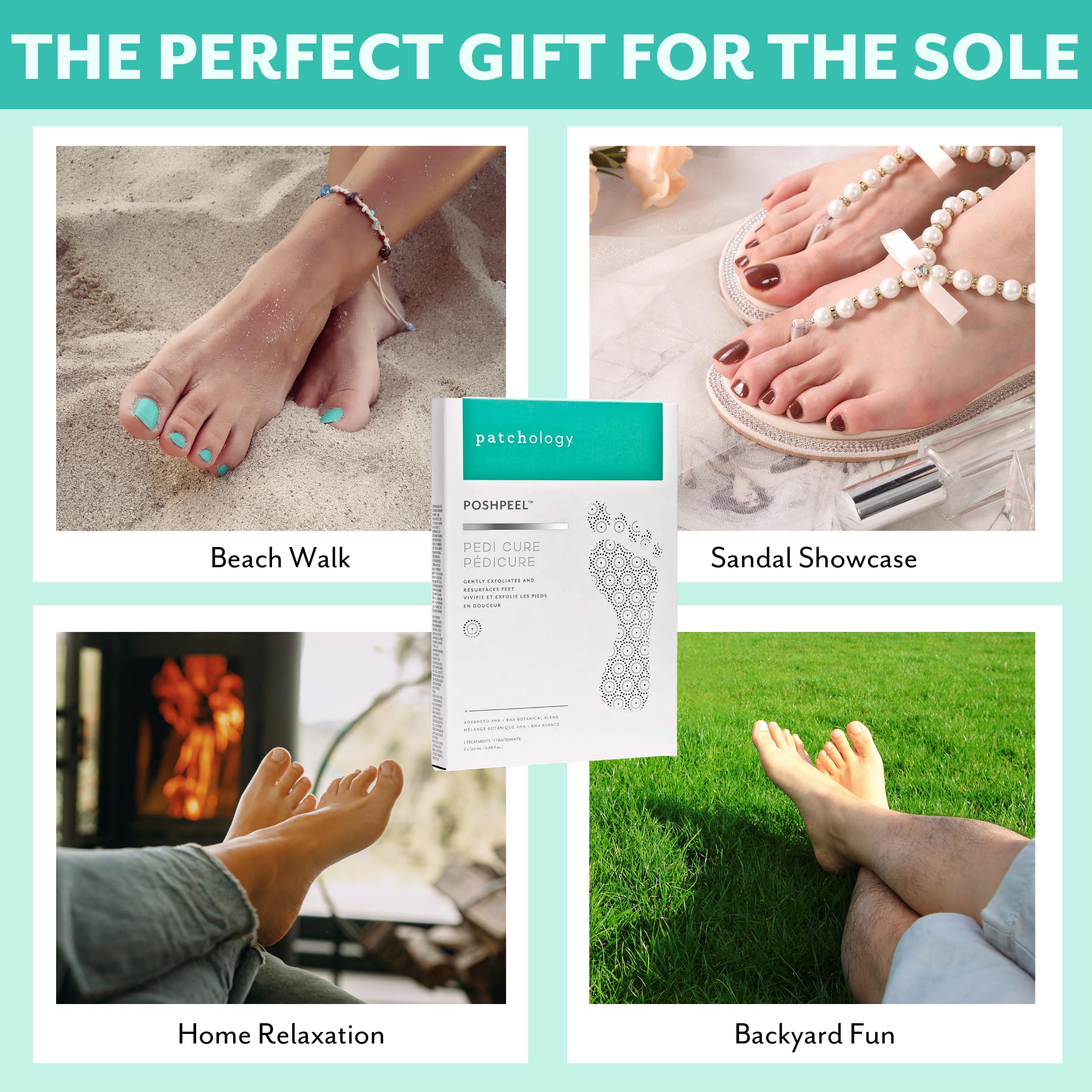 After-use image of Patchology PoshPeel booties for soft feet