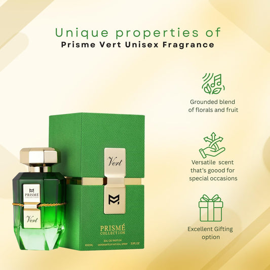 Patek Maison PRISME Vert bottle side, showcasing modern design.
