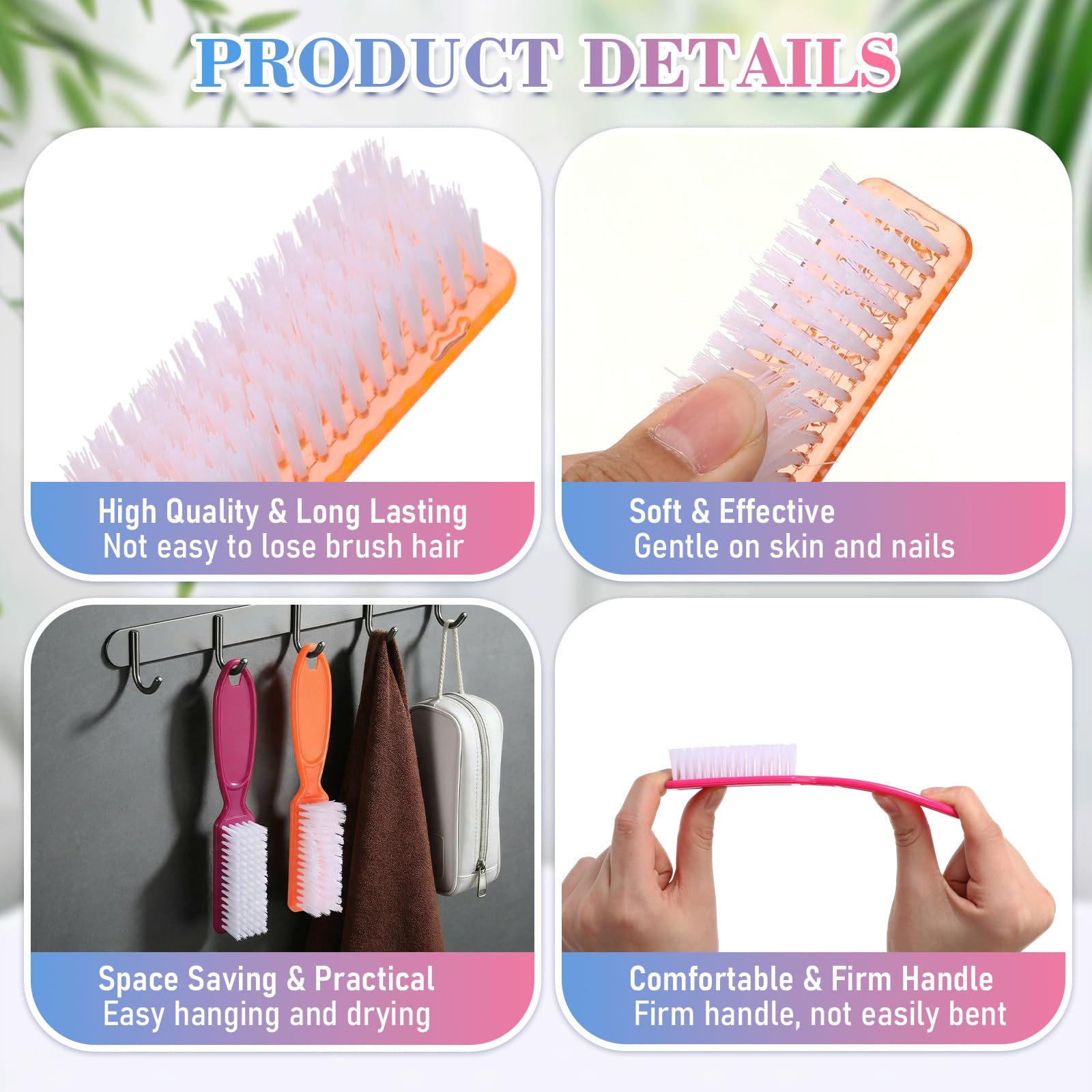 Patelai multicolor nail brushes set adds color and versatility to cleaning routines