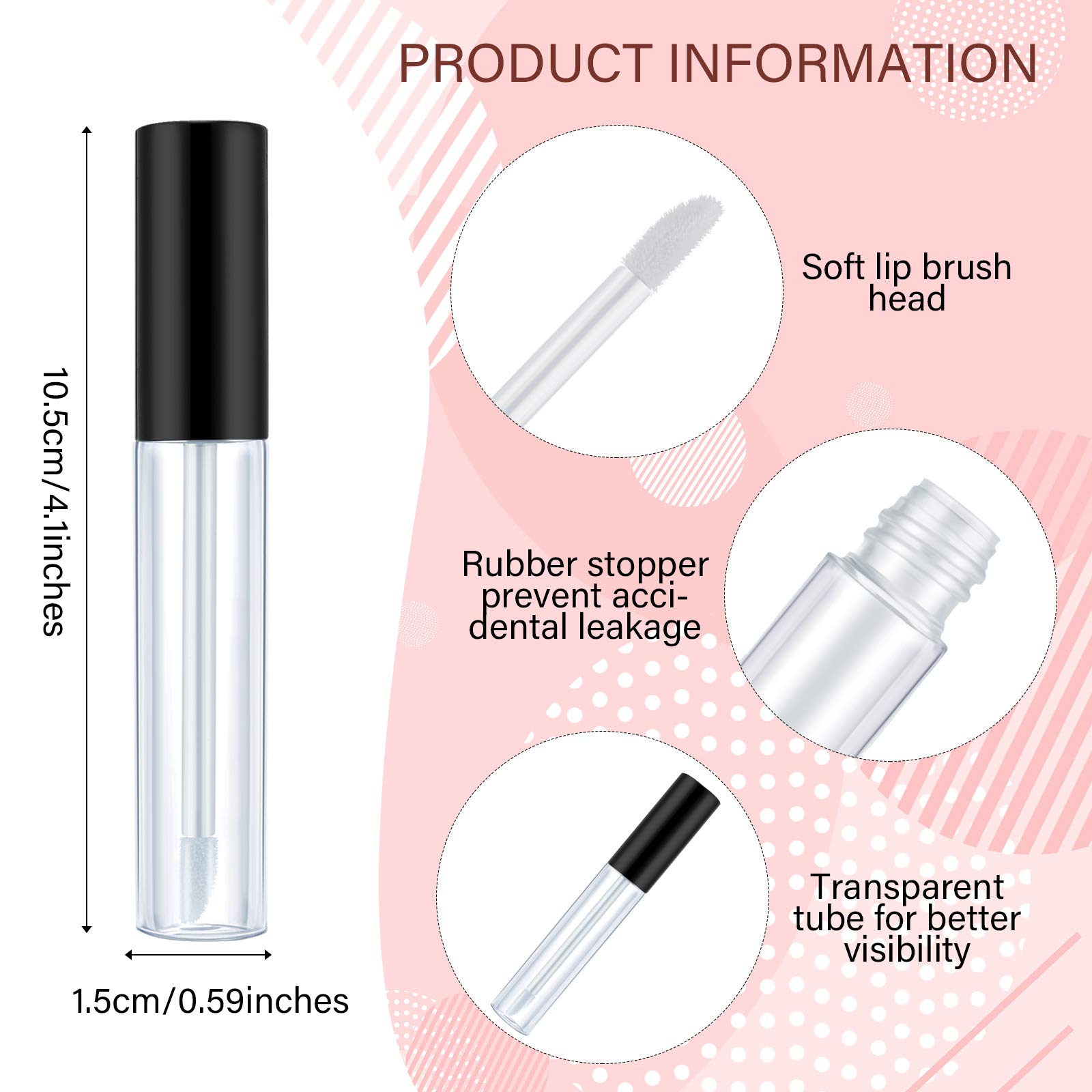 Patelai empty lip gloss tube with rubber insert to prevent leaks.
