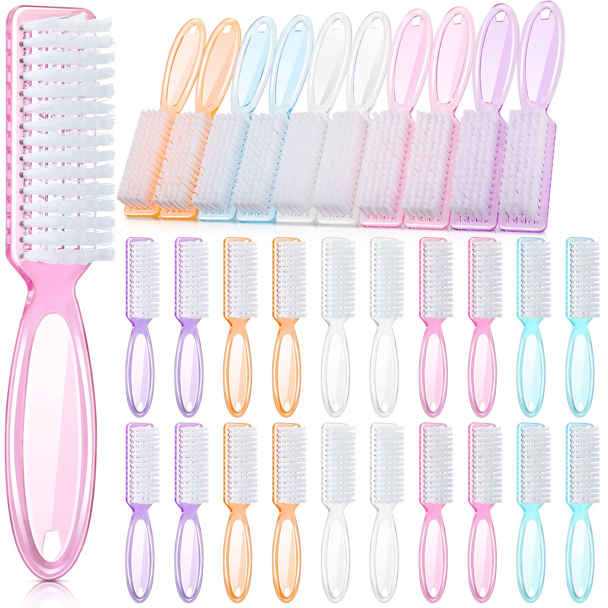Patelai nail scrubber brush bulk 30-pack with non-slip handle for easy nail cleaning.