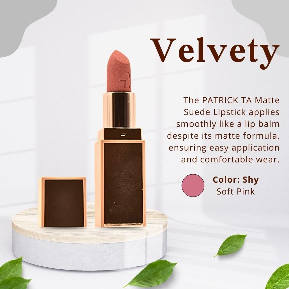 Macro shot shows powdery-soft finish and blurred lip effect