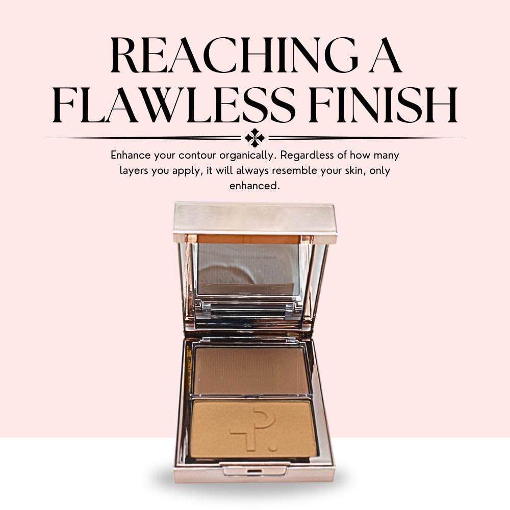 Compact packaging detail highlighting the cream and powder duo.