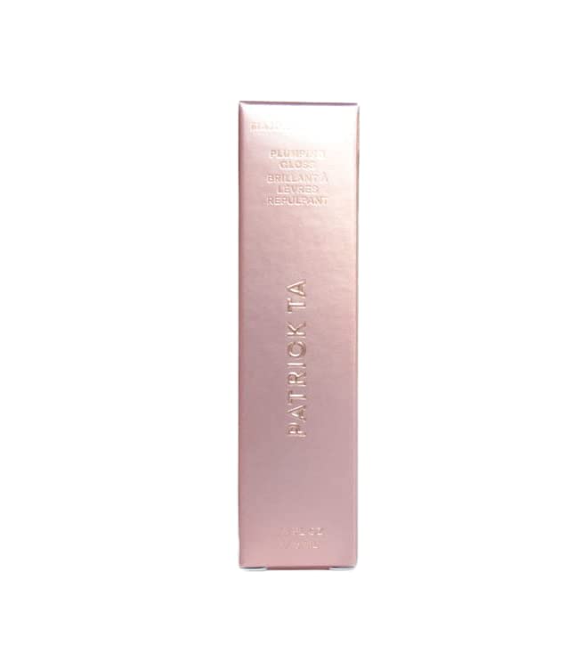 Lips wearing Full Syringe shade with glossy finish and plump look.