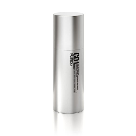 PATRICKS CD1 thickening conditioner bottle as part of a grooming routine.