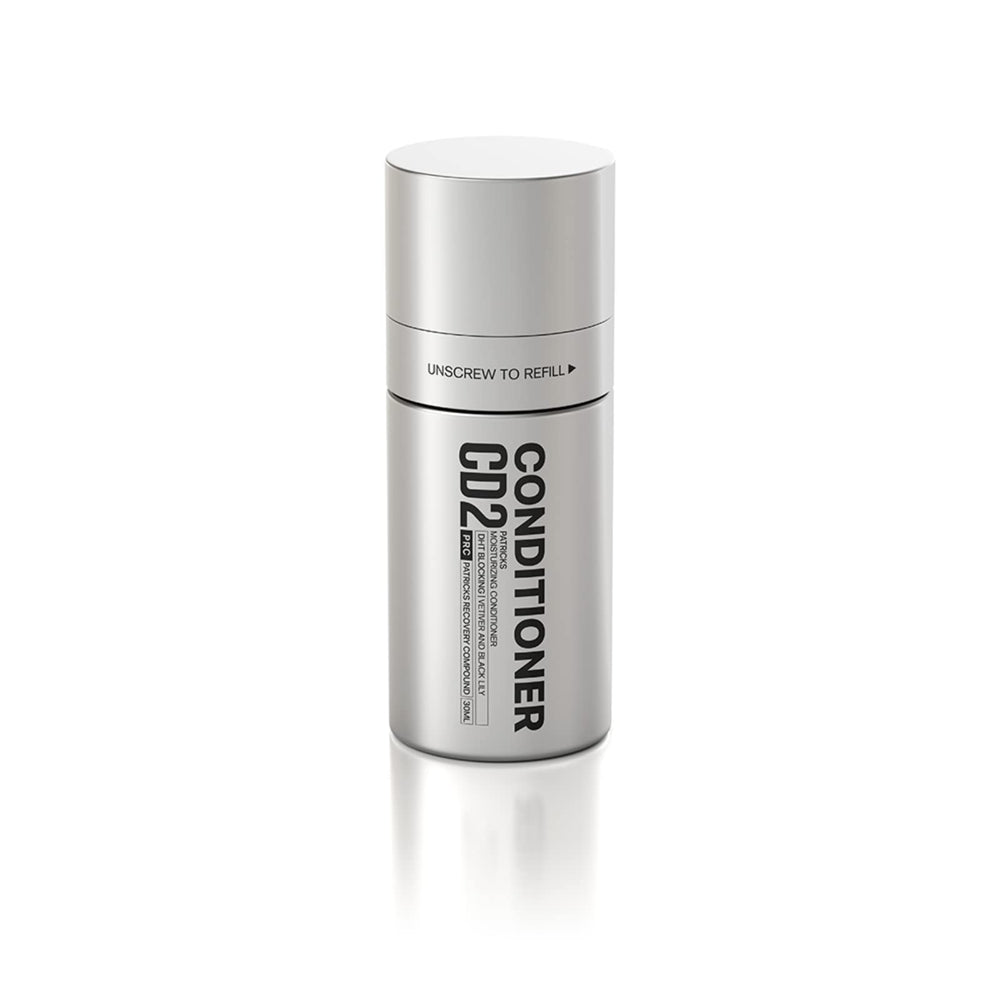 PATRICKS CD2D moisturizing conditioner bottle pour highlights hydration for daily grooming