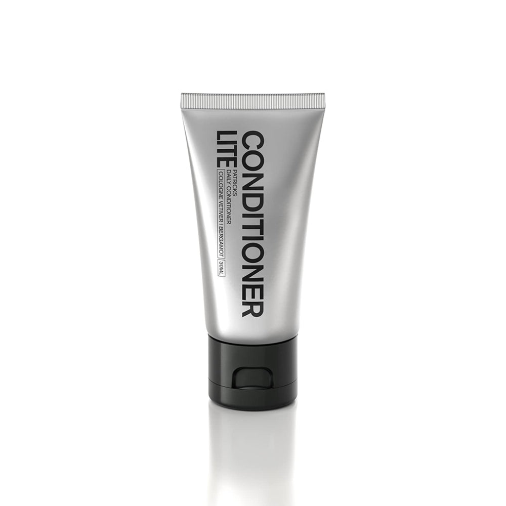 PATRICKS CDLD conditioner bottle pour shows vetiver-bergamot scent for daily grooming.