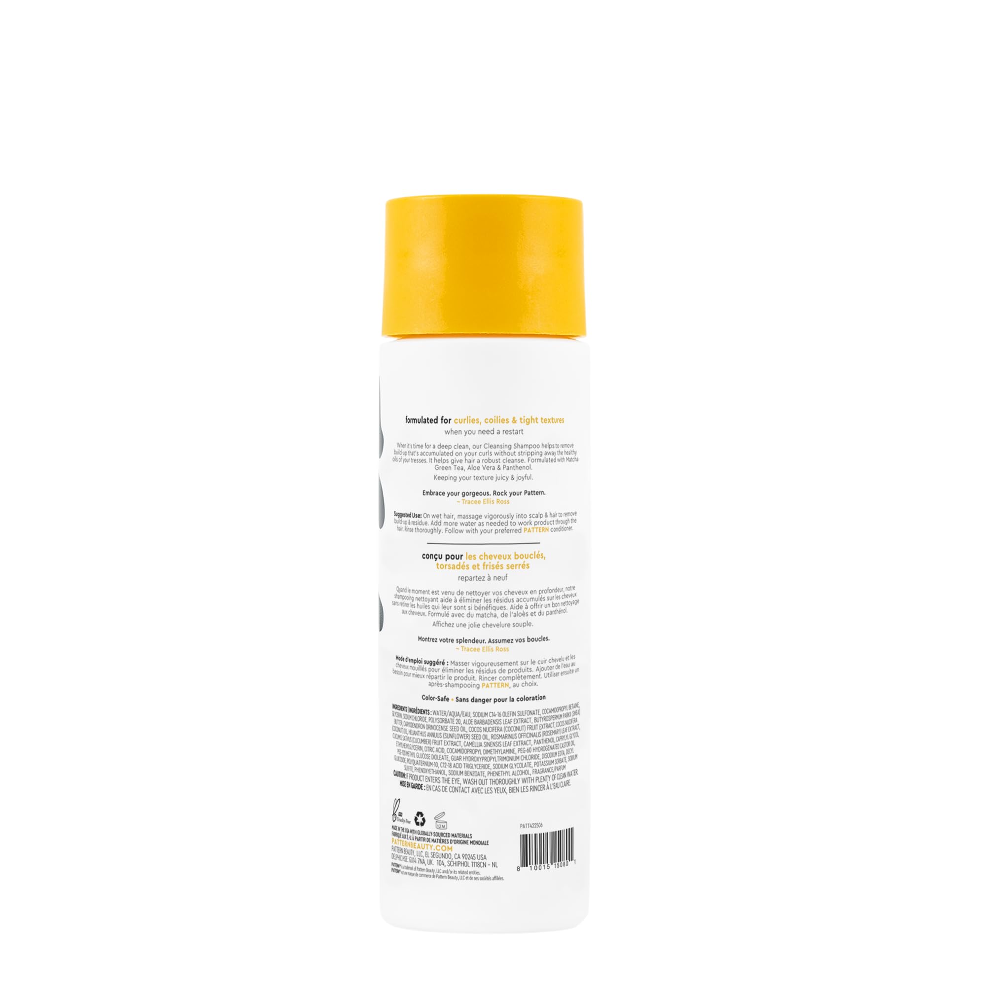 PATTERN Beauty cleansing shampoo ingredients matcha green tea for antioxidant protection of curls