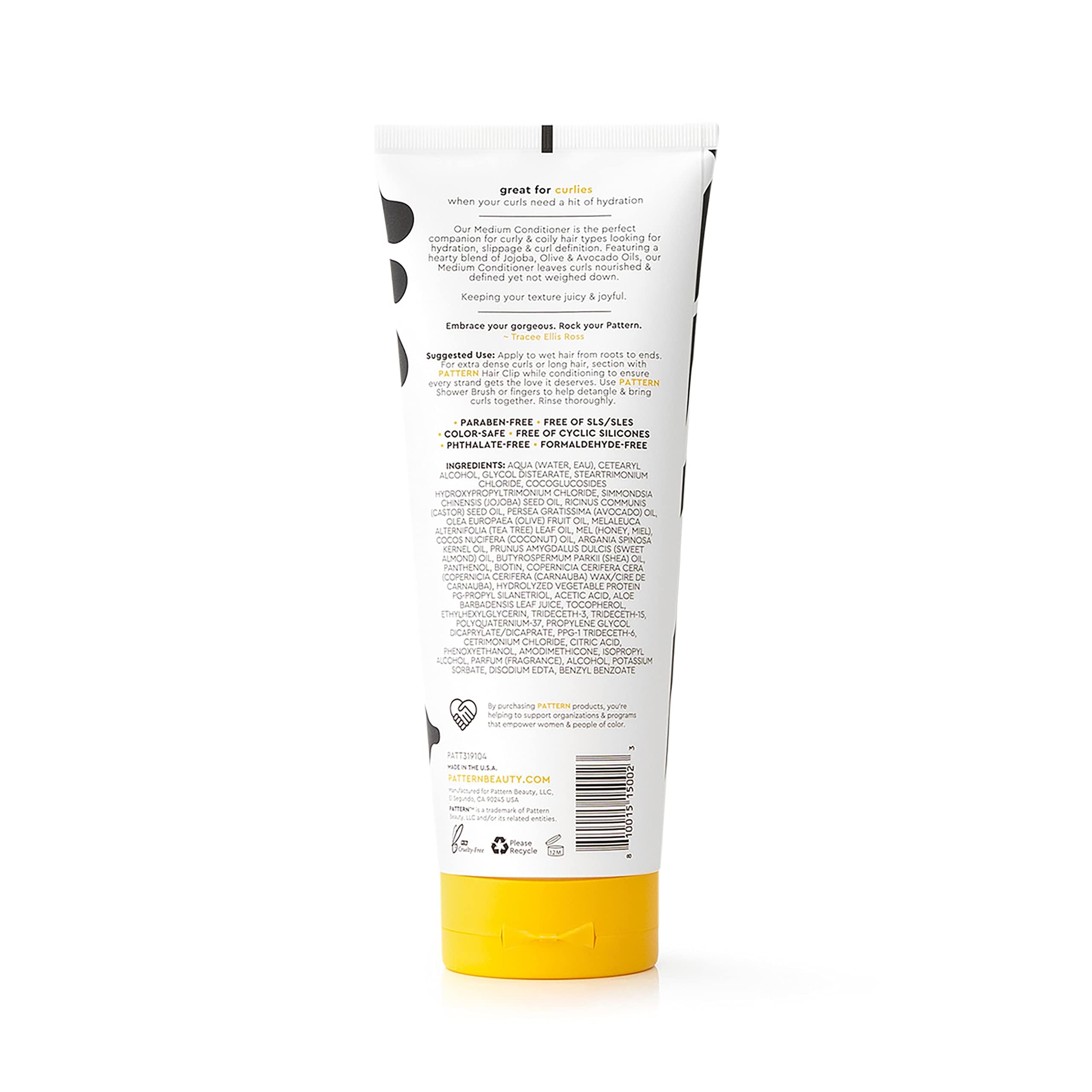 PATTERN conditioner packaging emphasizes color-safe, paraben-free formula
