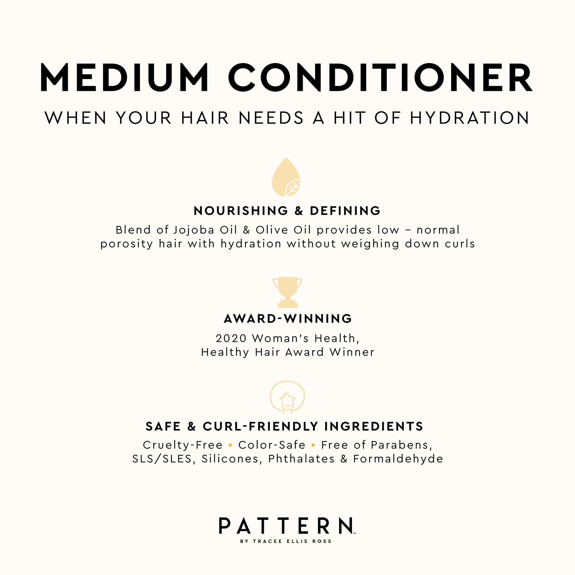 Curls after PATTERN conditioning exhibit definition and softness