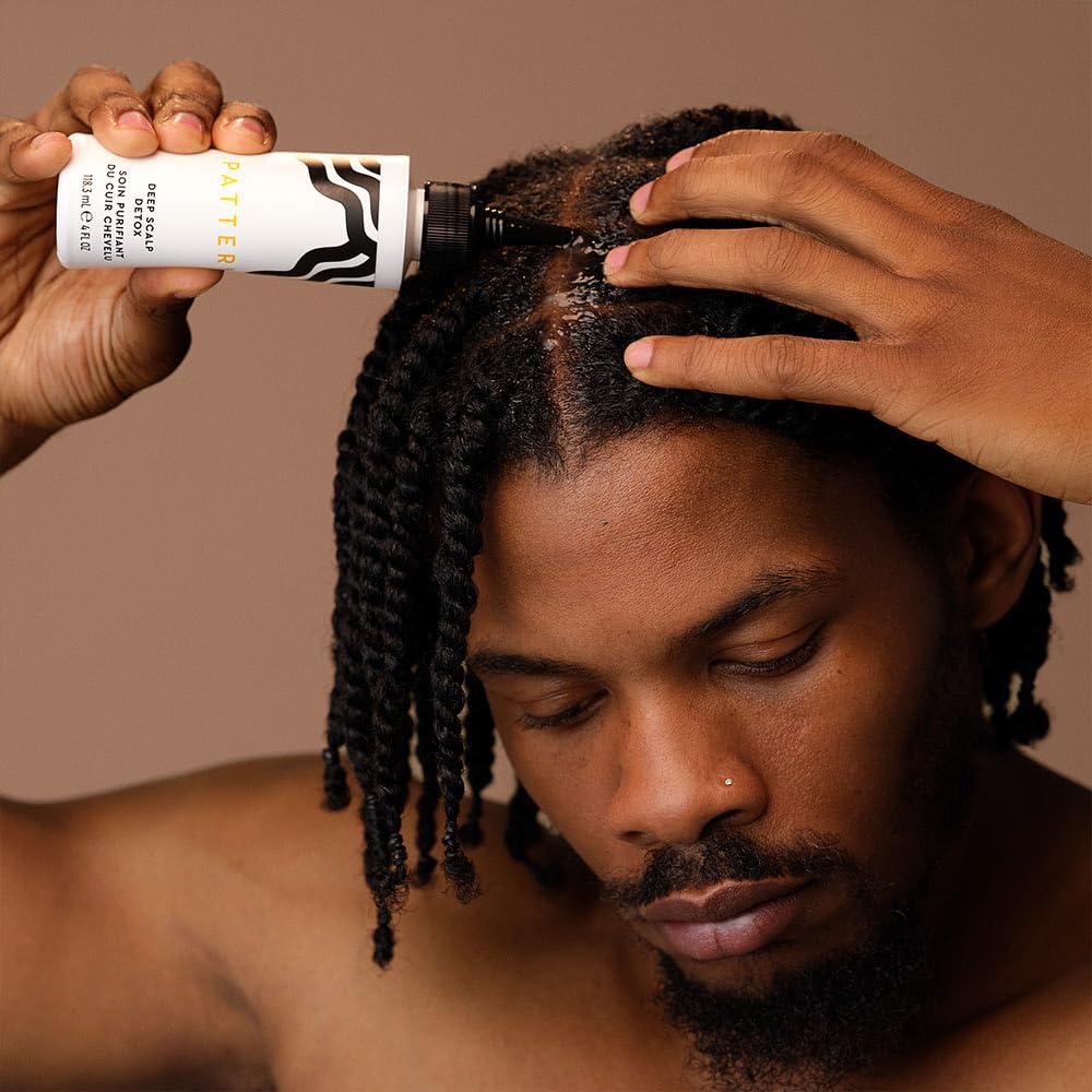 PATTERN Deep Scalp Detox application with hands demonstrates pre-shampoo cleansing.