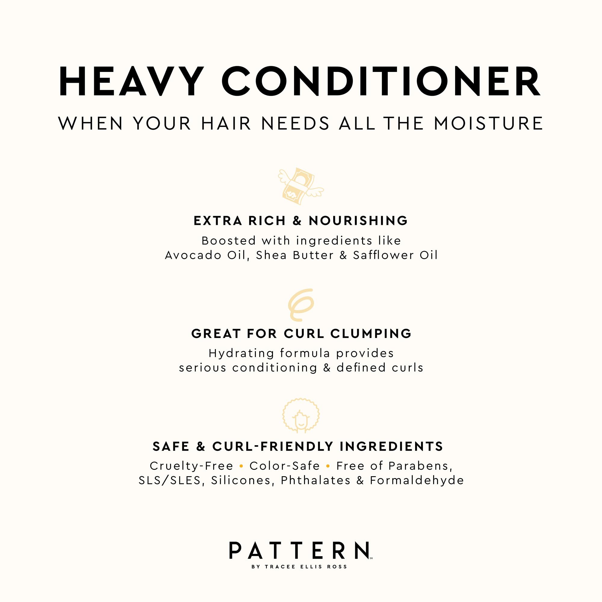 PATTERN Heavy Conditioner creamy texture close-up hints at rich conditioning for coils.