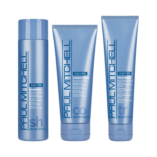 Paul Mitchell Bond Rx shampoo bottle highlighting bond protection for chemically treated hair