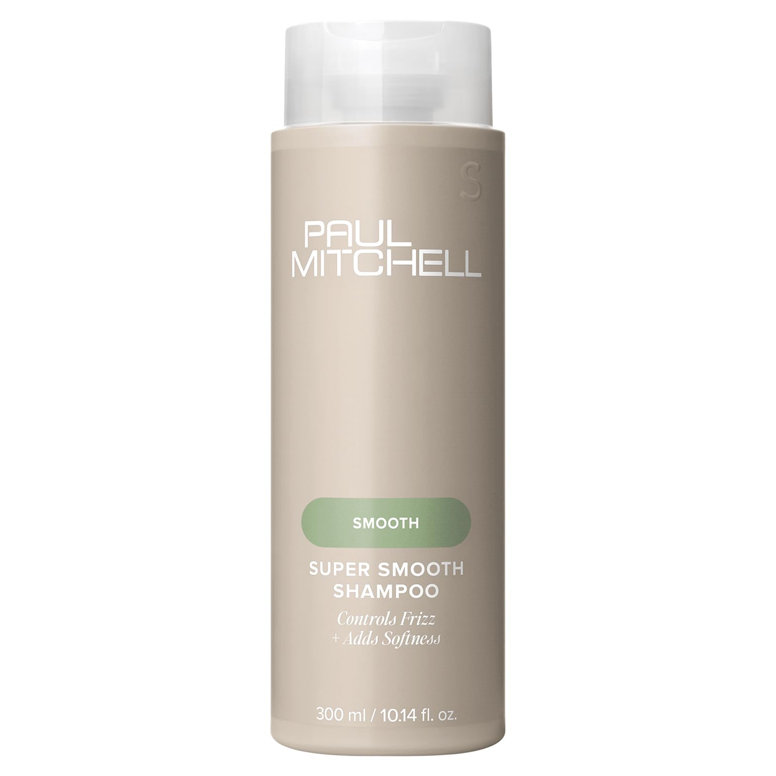 Paul Mitchell Book of Smooth serum bottle emphasizing frizz control and lasting shine.