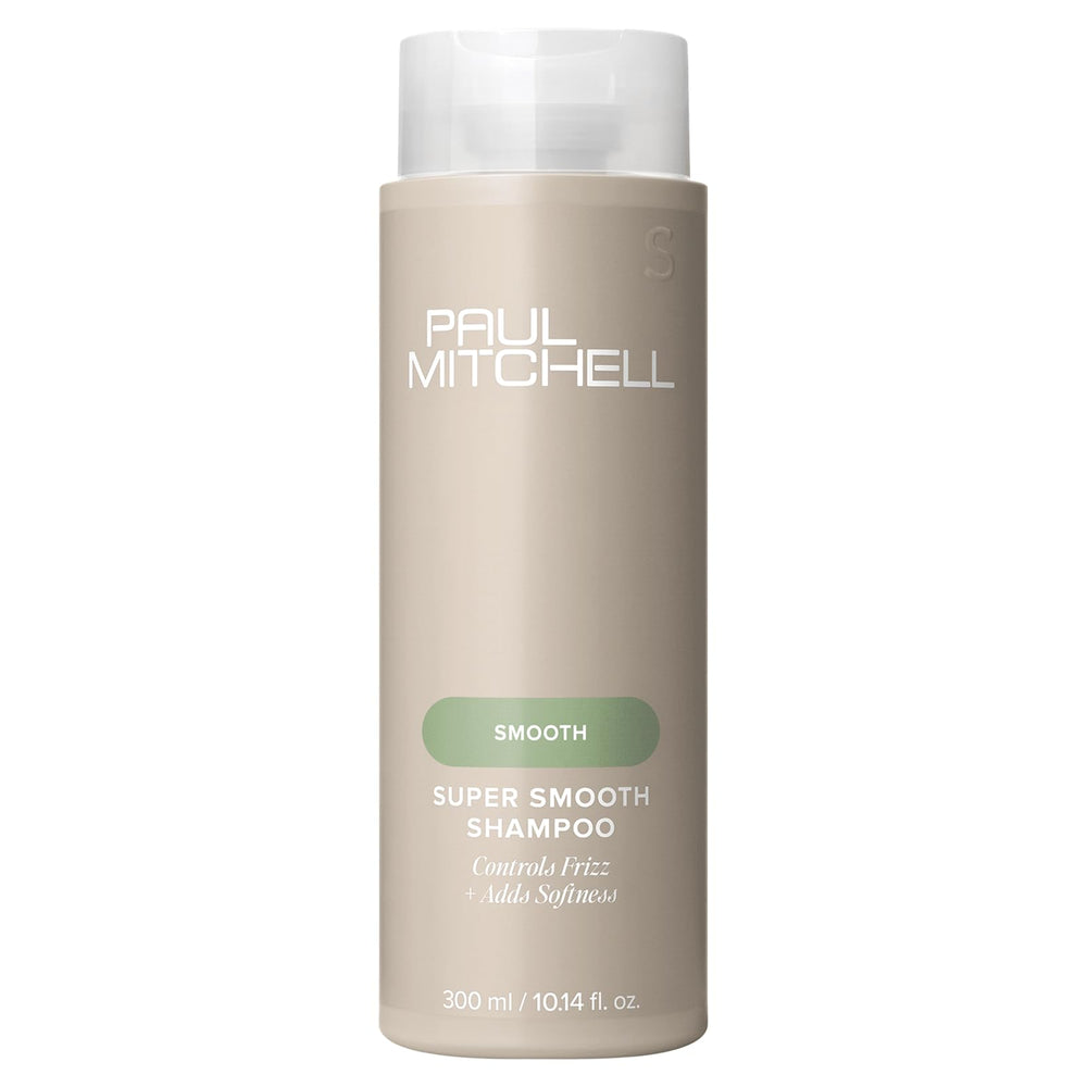Paul Mitchell Book of Smooth serum bottle emphasizing frizz control and lasting shine.