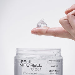 Paul Mitchell Clear Jelly Mask jelly texture demonstrates lightweight hydration and shine.