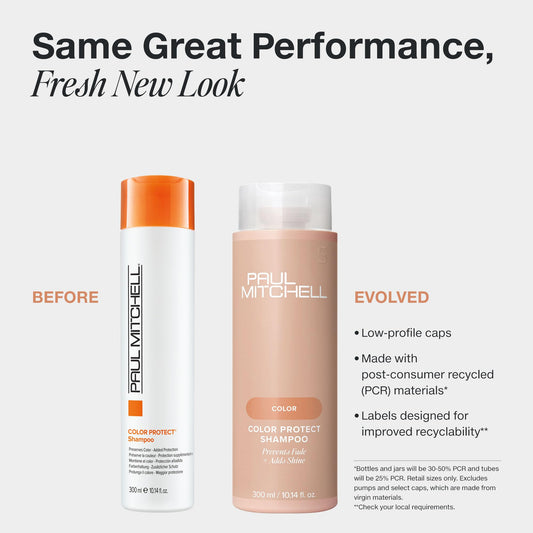 Paul Mitchell Color Protect Shampoo bottle back label highlights usage and sun protection