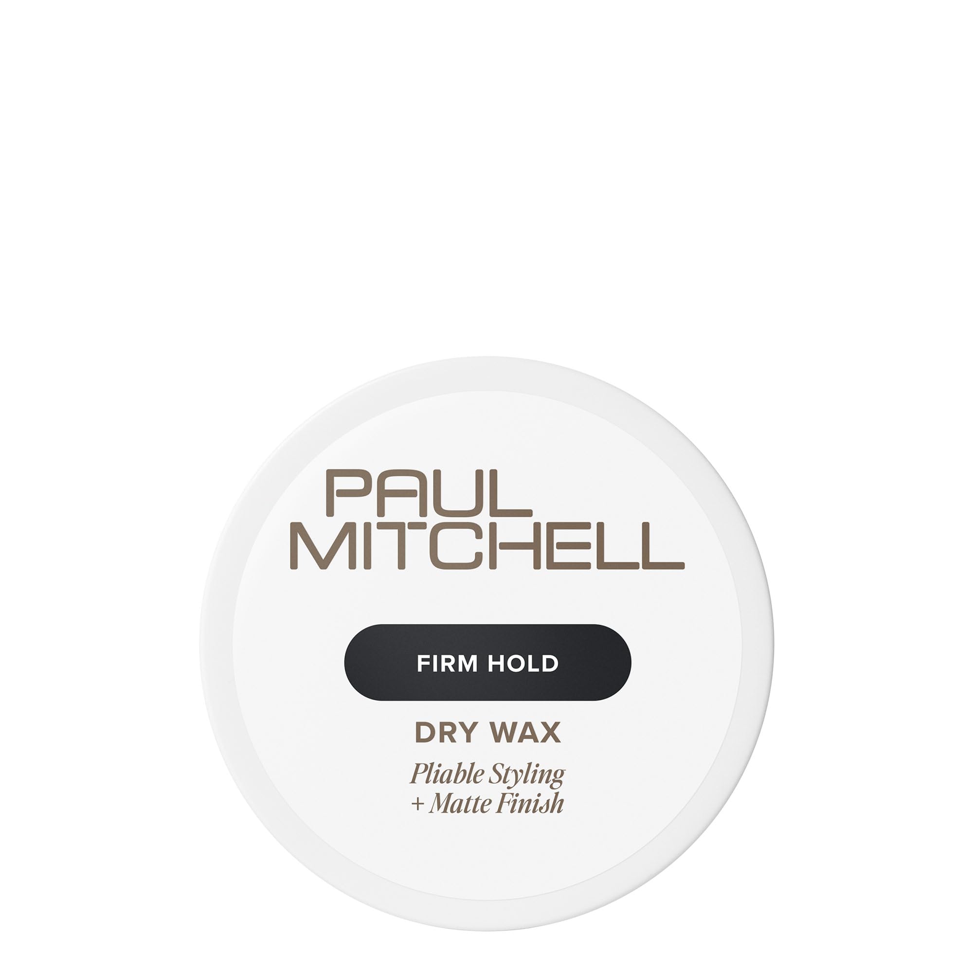Paul Mitchell Dry Wax bottle close-up for long-lasting matte style.