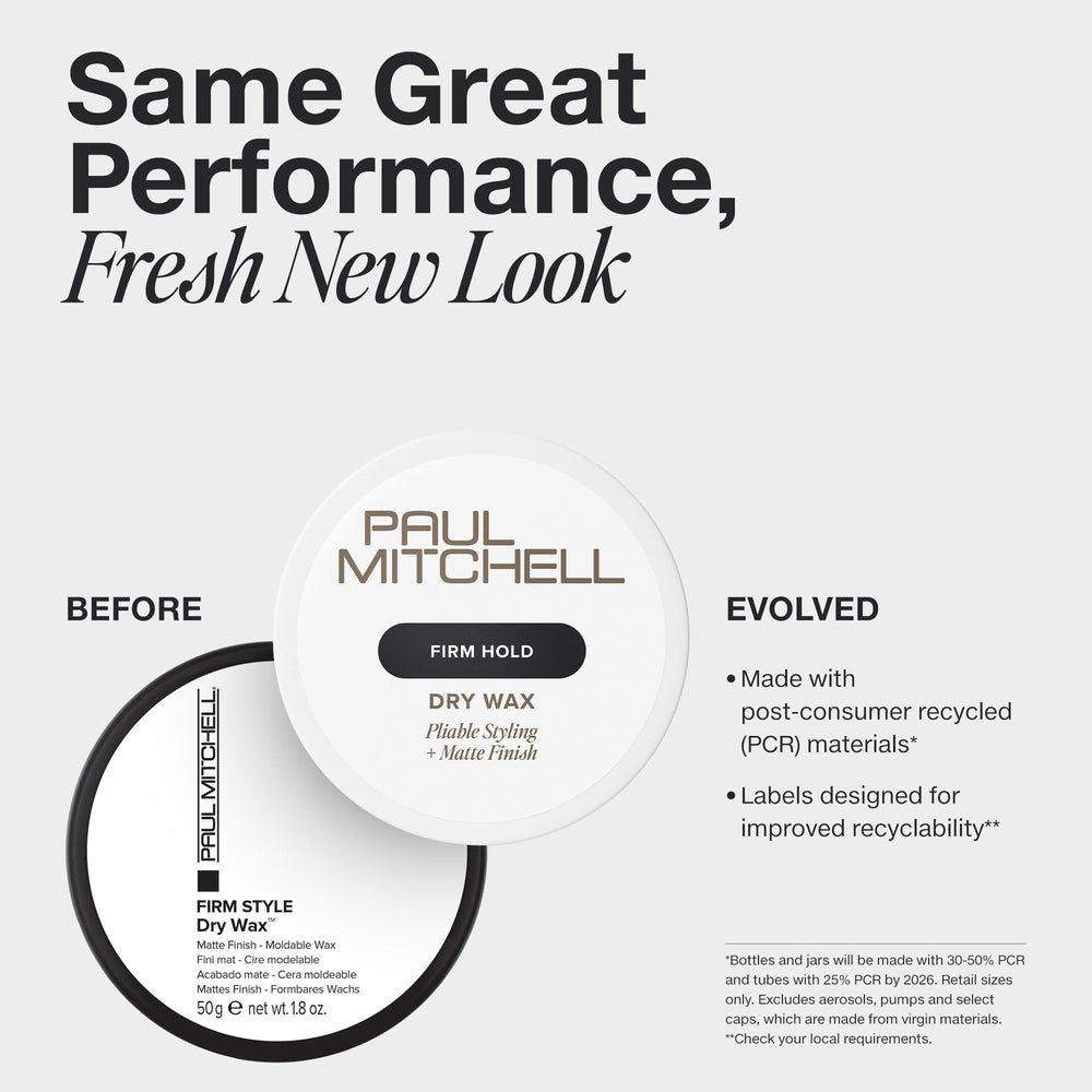 Paul Mitchell Dry Wax hands applying for a pliable lived-in look.
