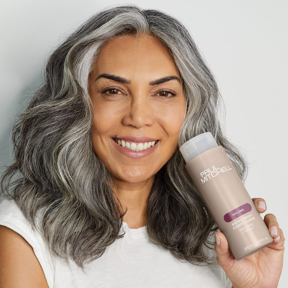 Paul Mitchell Extra-Body Conditioner hair volume lift on fine strands.