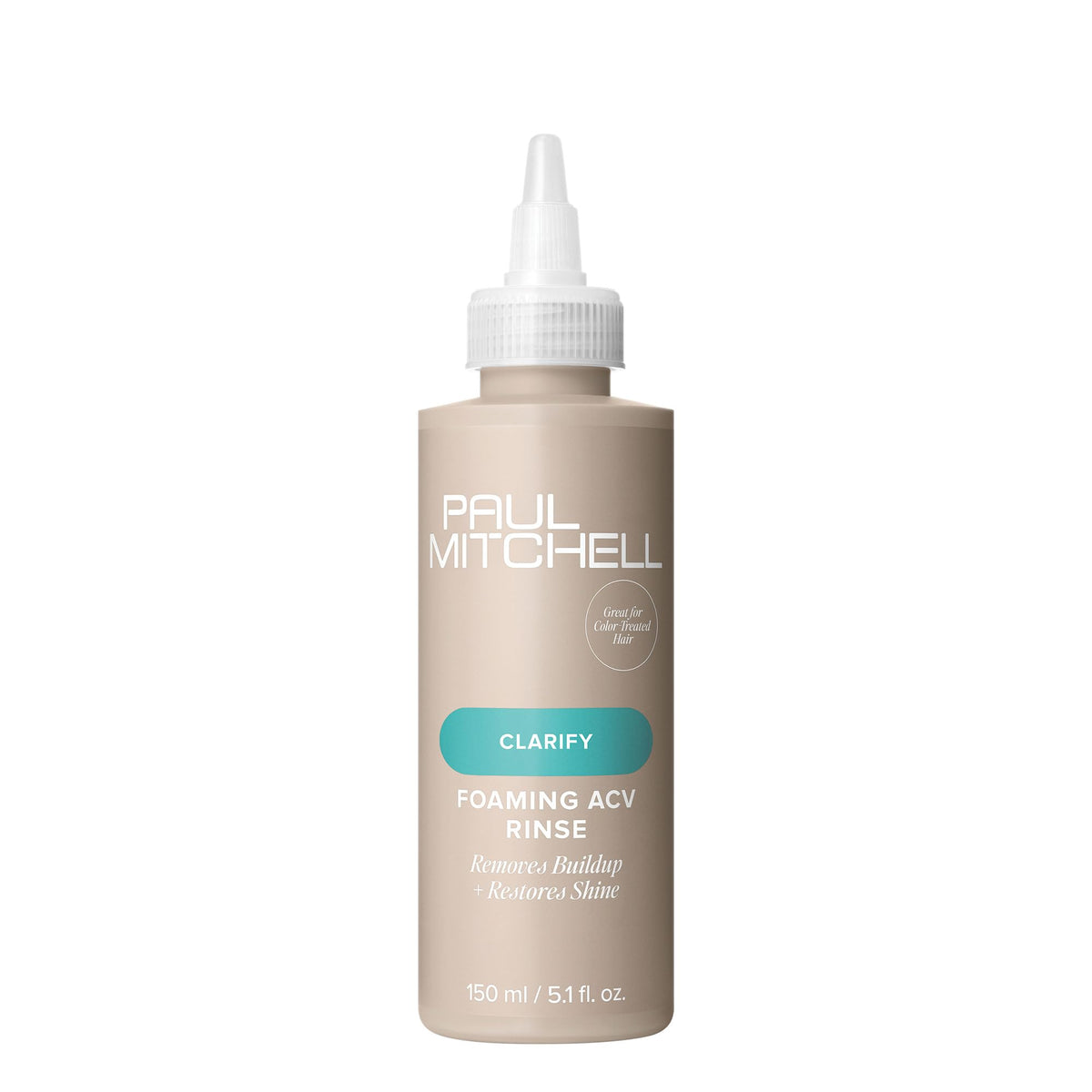 Paul Mitchell Foaming ACV Rinse bottle pour removes buildup and adds shine