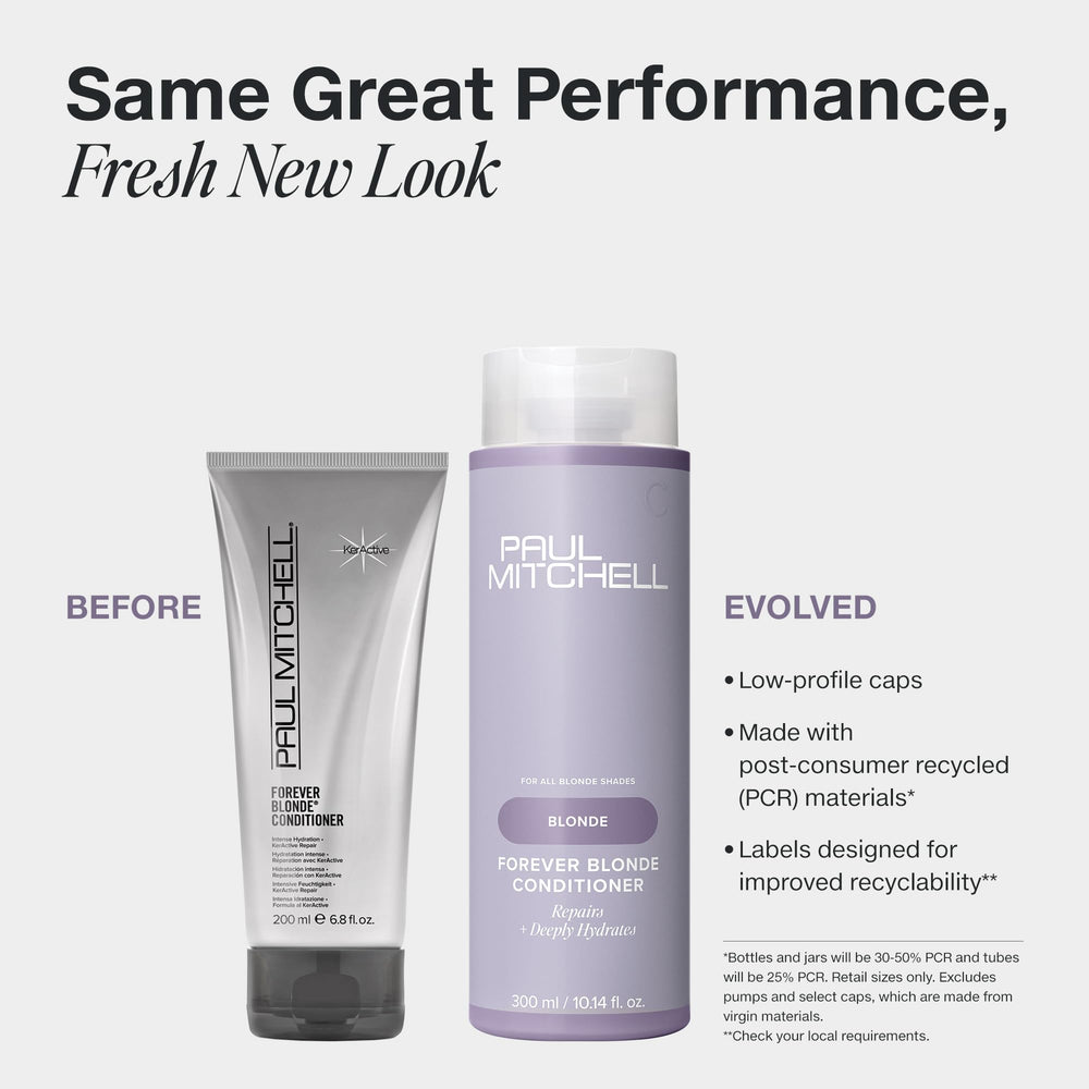Forever Blonde conditioner dispensing pump for nourishing lightened hair