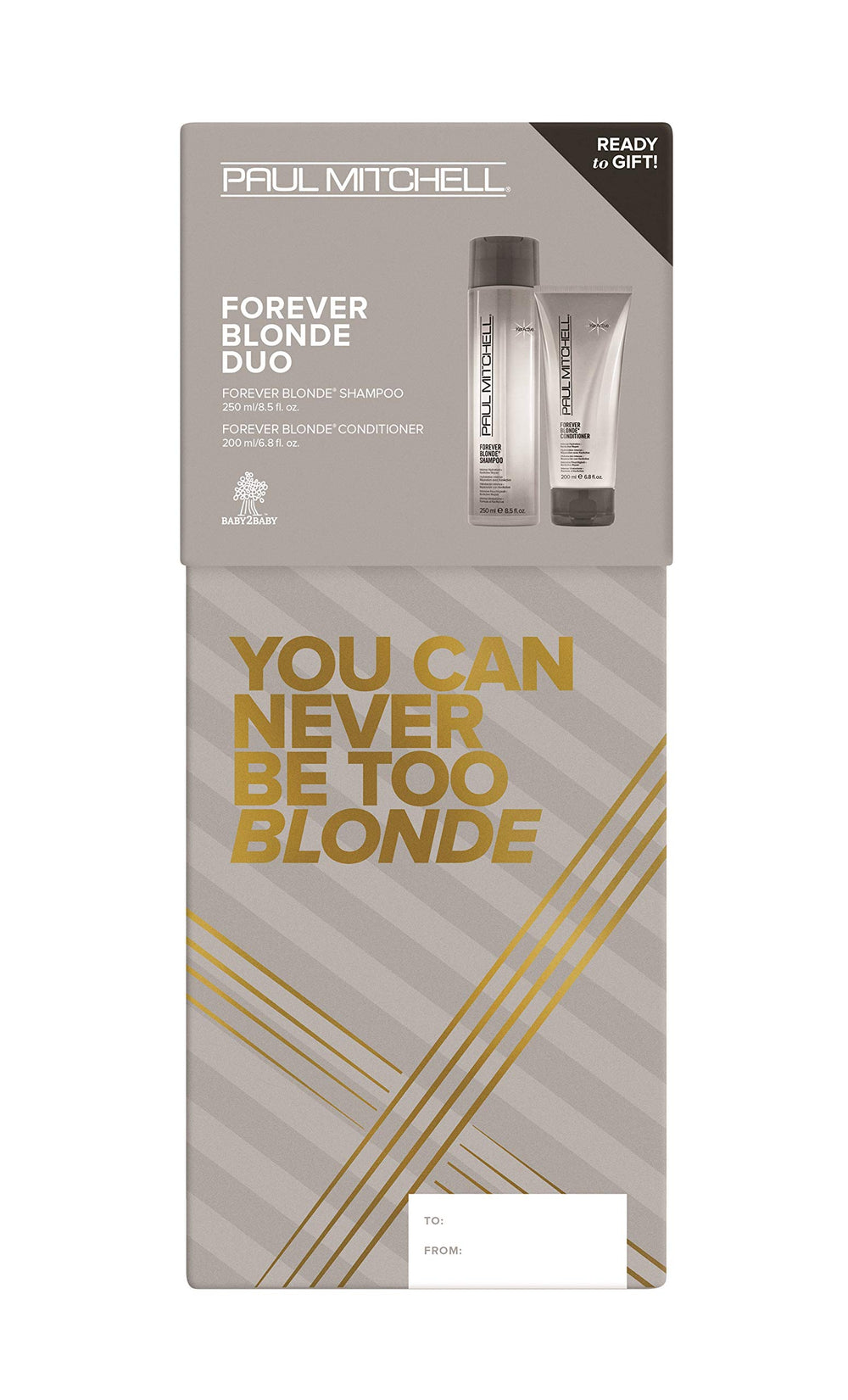 Paul Mitchell Forever Blonde gift-set box for easy holiday gifting and blonde care